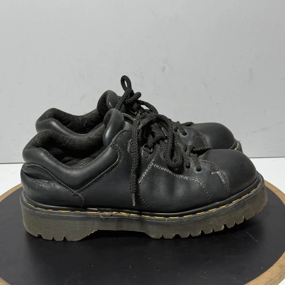 Vintage Dr. Martens Shoes Mens Size 8 Black Leather Chunky Made In England 90s